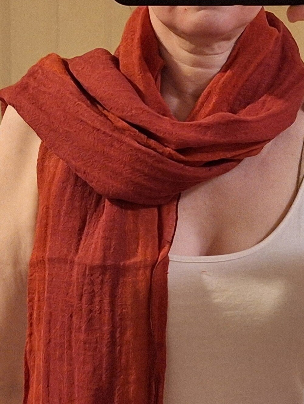 Red & Rust Linen Scarf - Picture 3 of 12